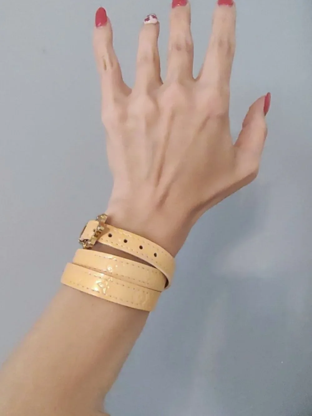 Louis Vuitton Y2K vernis wrap bracelet w/dust bag goldtone hardware EUC